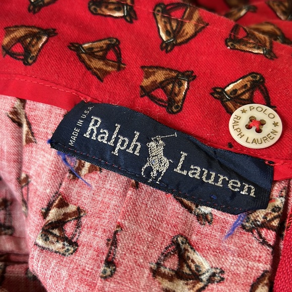 Vintage 80’s Ralph Lauren Blue Label Equestrian Flannel Midi Skirt Red Sz 6 - Picture 9 of 12